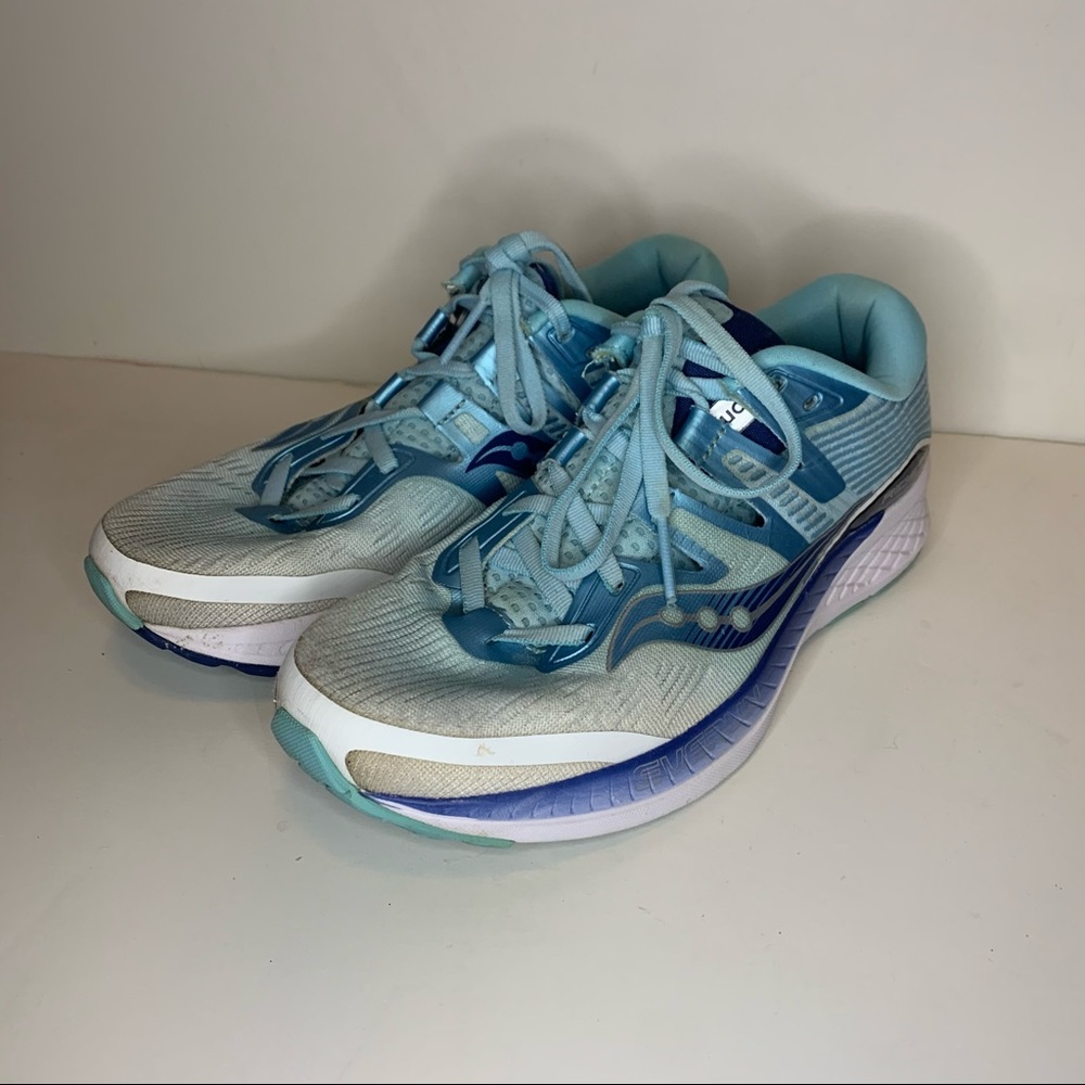 Saucony Womens Ride ISO Light Blue Running Shoes